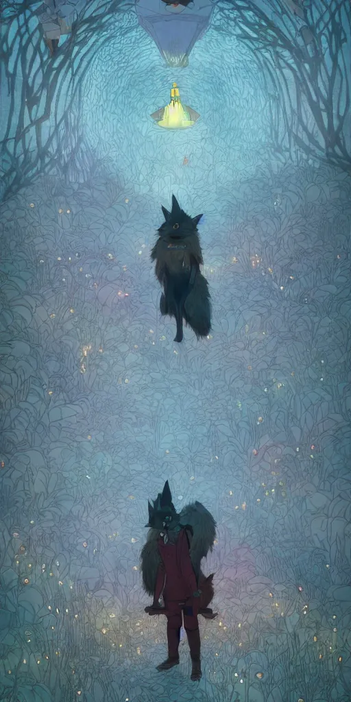 Image similar to The lovely hairy fox, wearing the uniform of the magic school, is surrounded by a huge luminous magic array, by john howe ,on artstation,color matching by Victo Ngai , photorealistic, soft lighting, unreal engine