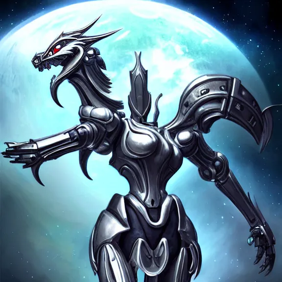 Image similar to giant stunning goddess shot, galactic sized beautiful hot anthropomorphic robot mecha female dragon, floating in space, larger than the planet, gently caressing earth, looming over earth, detailed sleek silver armor, epic proportions, epic scale, highly detailed digital art, sci fi, furry art, macro art, dragon art, goddess art, warframe fanart, destiny fanart, anthro, furry, giantess, macro, furaffinity, deviantart, 8k 3D realism