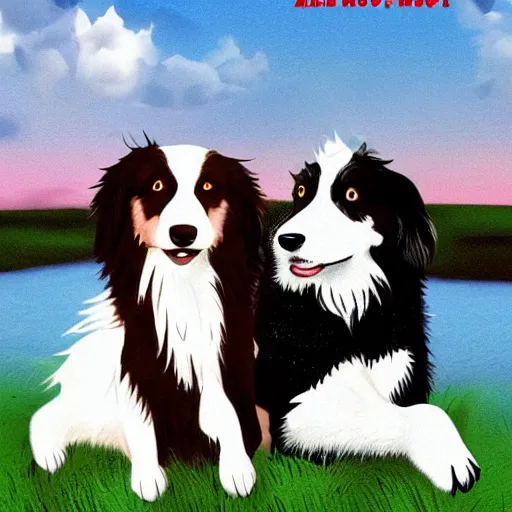 Prompt: movie poster for hollywood movie about border collie dog saving the world