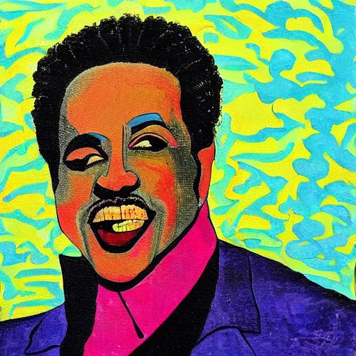 Prompt: a painting of morris day in the style of mordecai ardon.