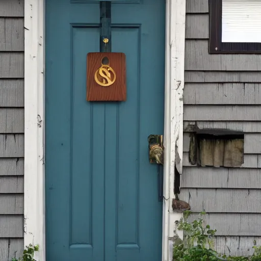 Prompt: a sigil for my front door to repel door to door salespeople, amish style