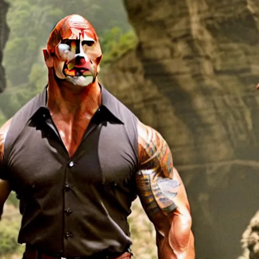 Image similar to dwayne johnson playing pinocchio, the rock casting, movie still