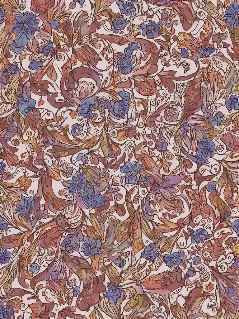 Prompt: ornate decorative floral pattern background, digital asset, line art, watercolour, pretty flowers, leaves, pbr, 8 k, kdp, perfect symmetry, in the style of, stamperia, emma bridgewater and graphic 4 5