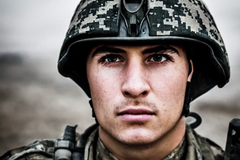 Image similar to a cinematic headshot portrait of a soldier