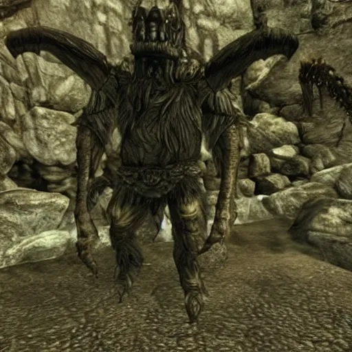 Image similar to a Skyrim mod that adds lovecraftian monsters to the game