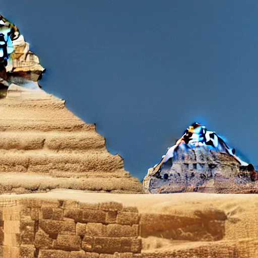 Image similar to the great sphinx of giza, except its an overweight middle aged software engineer writing code on laptop, high quality digital art, 8k