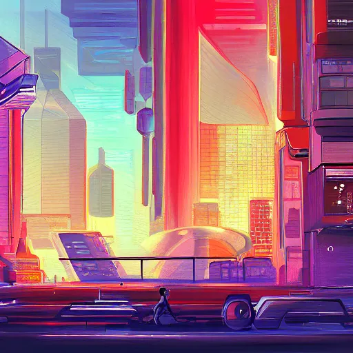 Prompt: a view on a futuristic cyberpunk paris, digital painting