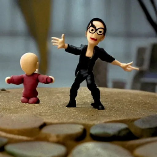 Prompt: claymation scene of the matrix