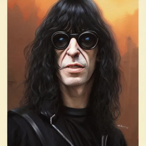 Prompt: a portrait of joey ramone as a wizard, upper half portrait, urban motifs, intricate, elegant, highly detailed, digital painting, trending on artstation, concept art, smooth sharp focus, illustration, art by artgerm and greg rutkowski