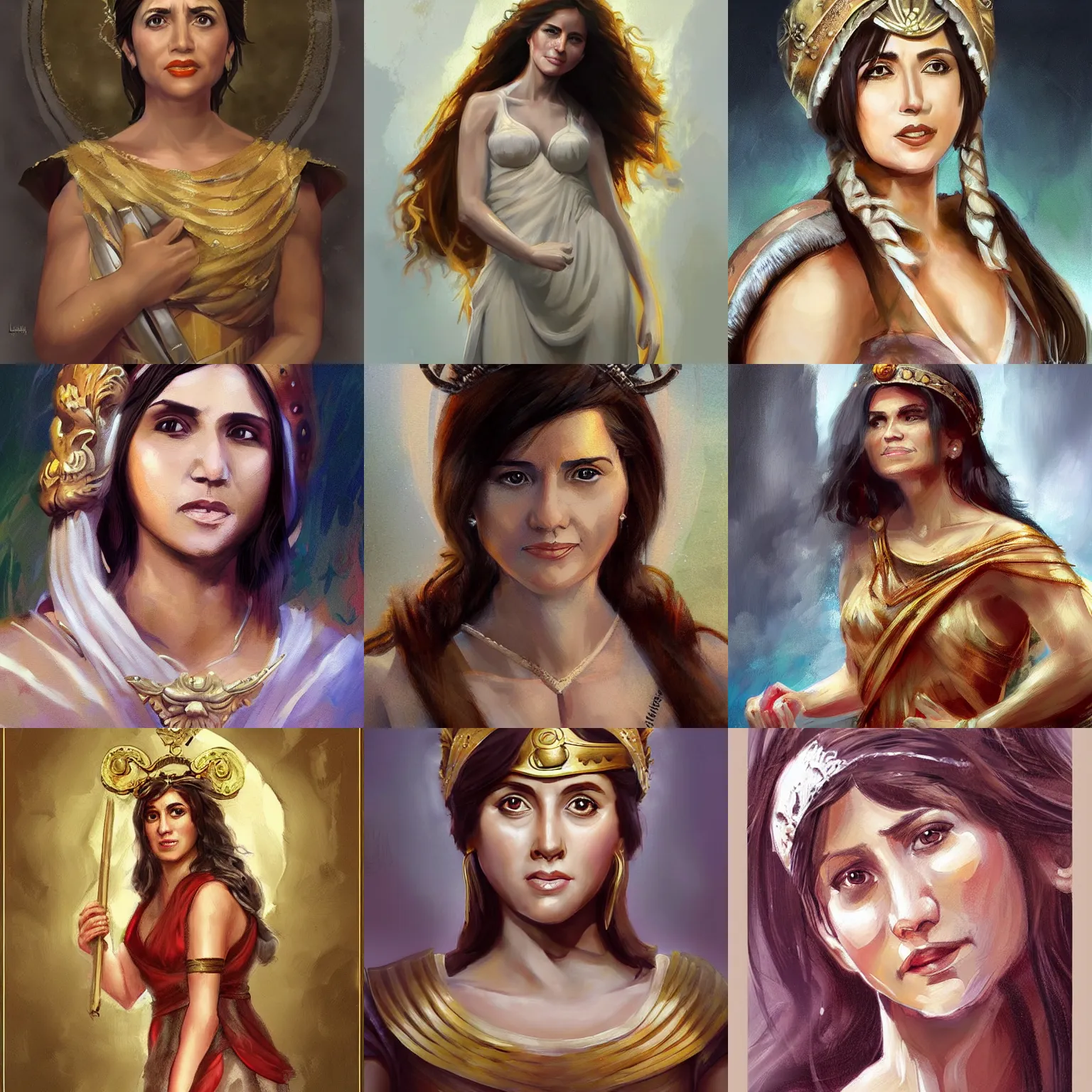 Prompt: Leni Robredo as a Roman Goddess, Beautiful, Painting, Artstation, Digital Art