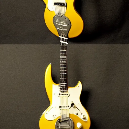 Prompt: a mid century electric guitar from the memphis school of design, concept art.