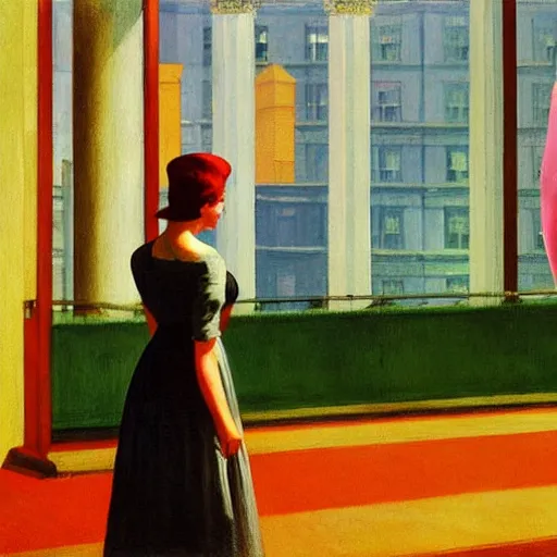 Image similar to radio, city, queen of hearts, painting, by edward hopper