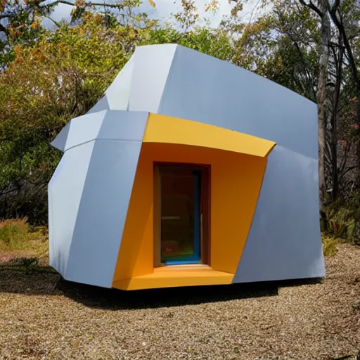 Prompt: tiny house by frank gehry designed for mouse