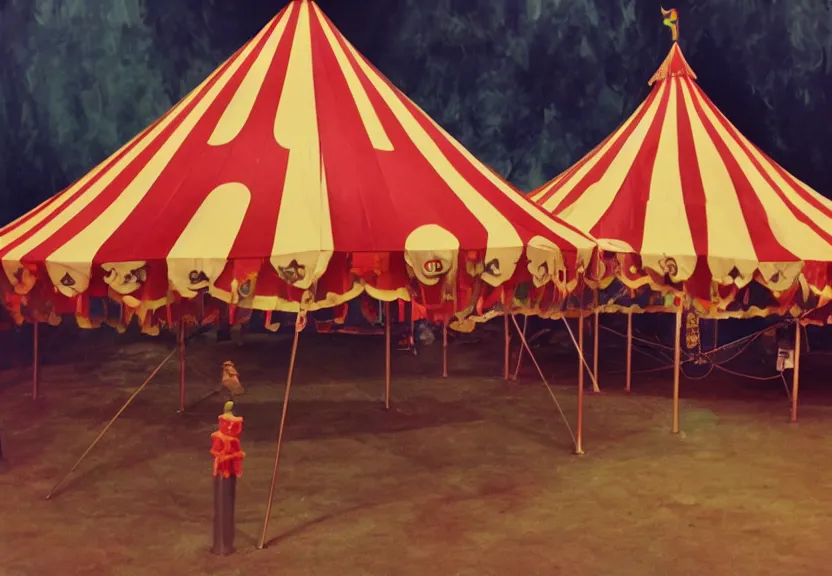 Prompt: a circus tent in an evil carnival in the style of league of legends