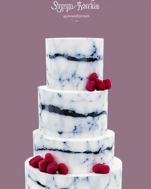 Prompt: elegant marble raspberry wedding cake dripping fondant, stylized, sparkling, glitter, gilding, ornate, sylvain sarrailh, artstation