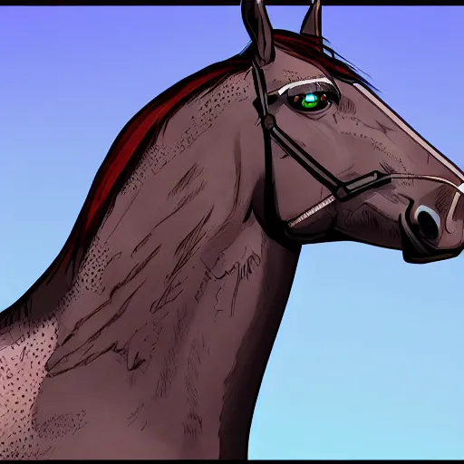 Image similar to cyborg horse, cel-shading, 4k