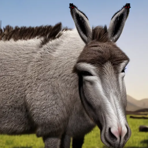 Image similar to a donkey in the style of pamela anderson, very detailed, 4 k, photorealistic