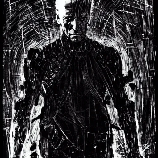 Image similar to Joe Biden looking sinister, by Tsutomu Nihei, highly detailed