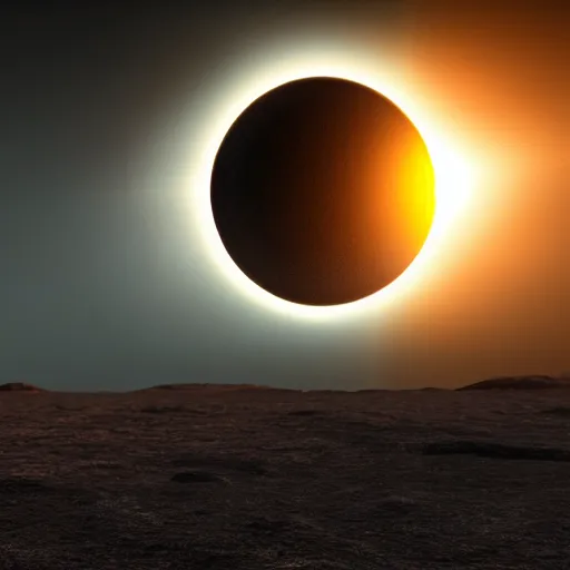 Image similar to solar eclipse from a planet surface, highly detailed, photorealistic portrait, bright studio setting, studio lighting, crisp quality and light reflections, unreal engine 5 quality render