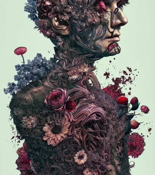 Image similar to portrait, nightmare anomalies, flowers by dariusz zawadzki, kenneth blom, mental alchemy, james jean, pablo amaringo, naudline pierre, contemporary art, hyper detailed