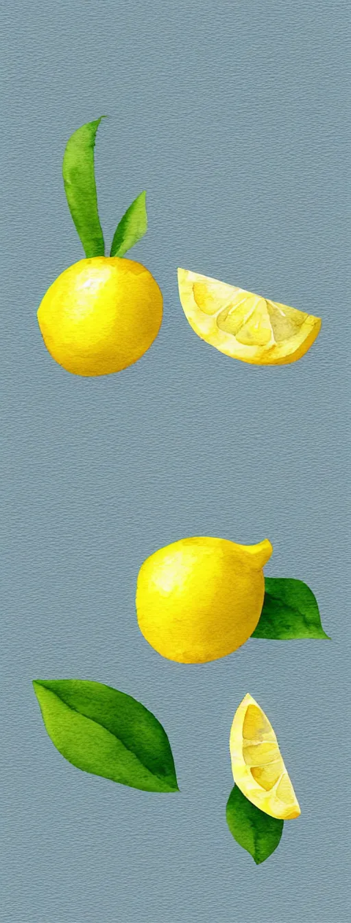 Image similar to minimalist watercolor art of a lemons on white background, illustration, vector art