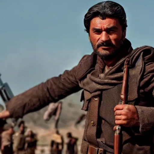 Image similar to kurdish communist in a movie directed by christopher nolan, movie still frame, promotional image, imax 7 0 mm footage