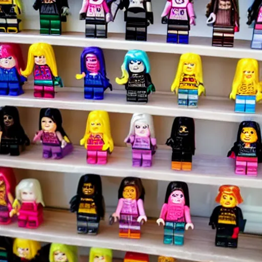 Prompt: beautiful girl minifigures for sale in amsterdam shop