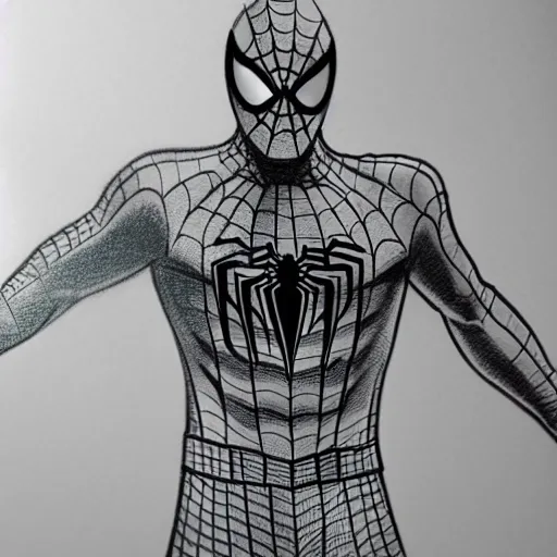 Prompt: pencil shading sketch of spiderman