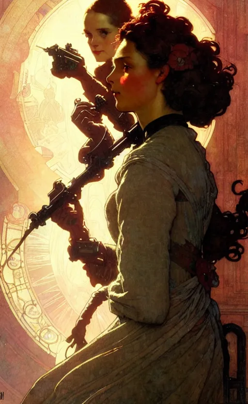 Prompt: karl marx daughter gorgeous lighting by weta studio, mucha, bautista and norman rockwell and greg rutkowski and tom bagshaw and james gurney and lucasfilm