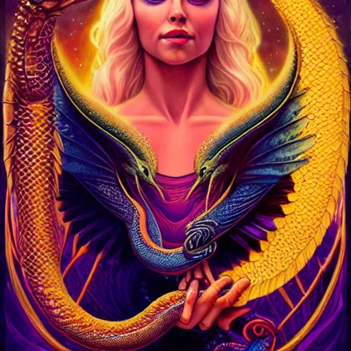 Image similar to cosmic stunning lofi daenerys targaryen portrait with her steampunk serpent dragon of fire flame, queen of dragons, Pixar style, by Tristan Eaton Stanley Artgerm and Tom Bagshaw.