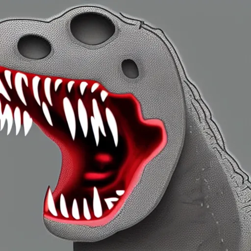 Image similar to a t - rex screaming at their computer