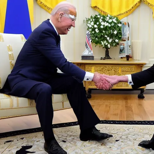 Image similar to biden and putin playing rock paper scissors, no one wins