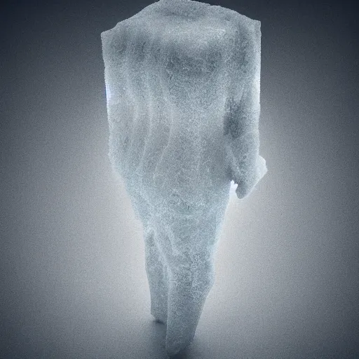 Image similar to cube human made of ice, 3 d render