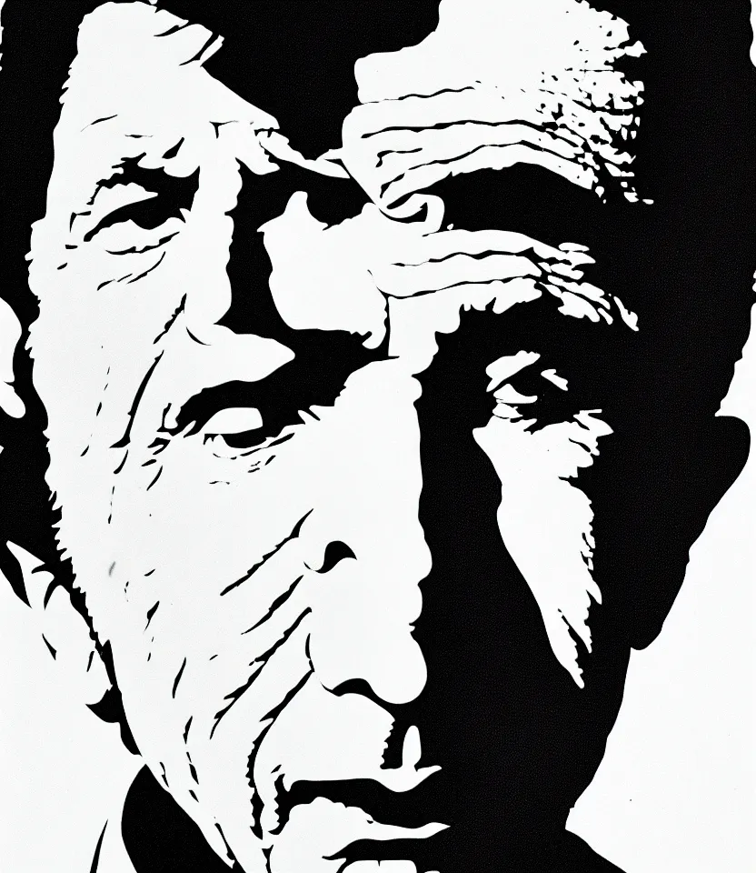 Image similar to one line art portrait of leonard cohen, black and white