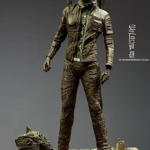 Prompt: an intricate detailed paper mâché statue of the Lord of TCP/IP and Subnetting, style of The Matrix, Blade Runner, Cyberpunk 2077 , s 2700, ar 63:88