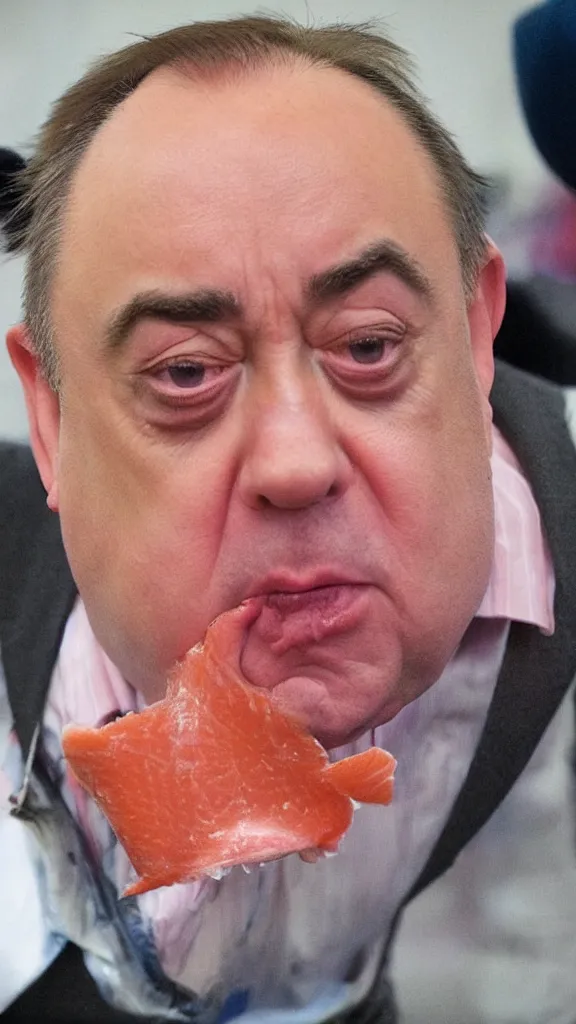 Image similar to alex salmond as a salmon