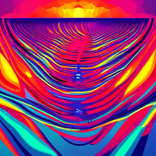 Image similar to psychedelic abstract digital artwork reminiscent of album covers from the 70's in the art style of Alena Aenami, Marcel Marcel and Metzinger