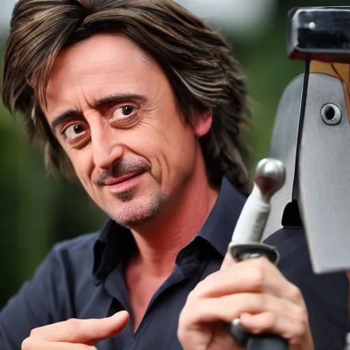 Prompt: Richard Hammond glues on his wig, highly detailed