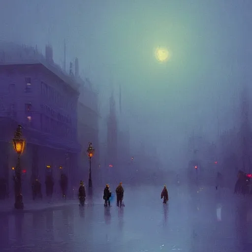 Image similar to City lights at night with a lot of people walking, street lights, cars, digital art trending on artstation by Ivan Aivazovsky