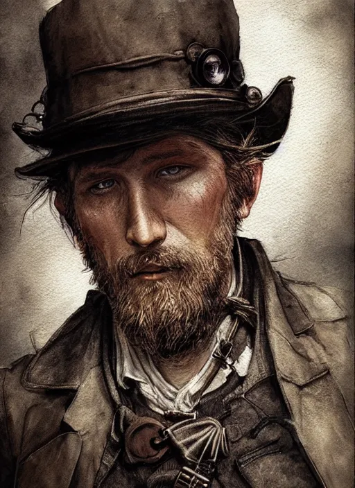 Prompt: portrait, Steampunk Amish, watercolor, dramatic lighting, cinematic, establishing shot, extremly high detail, foto realistic, cinematic lighting, pen and ink, intricate line drawings, by Yoshitaka Amano, Ruan Jia, Kentaro Miura, Artgerm, post processed, concept art, artstation, matte painting, style by eddie mendoza, raphael lacoste, alex ross