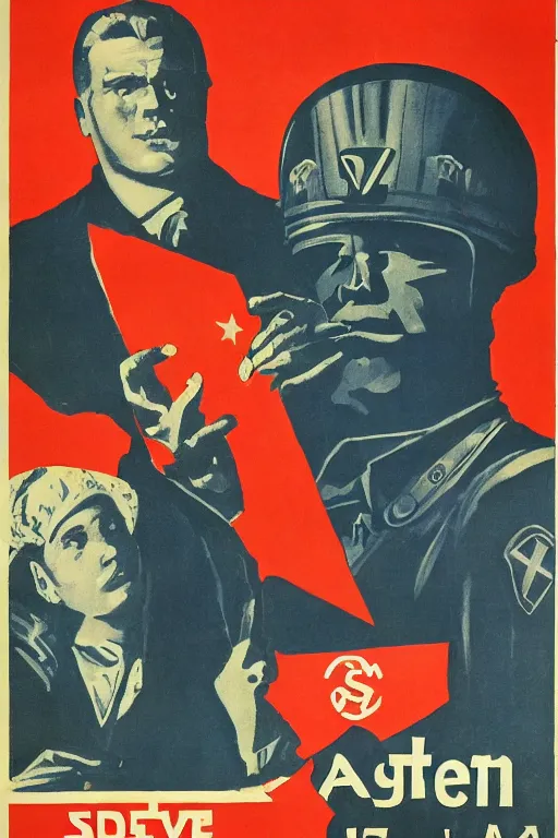 Image similar to at & t advertisement in style of soviet propaganda