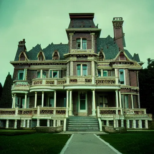 Image similar to Victorian mansion, dark horror, cinematic lighting, by Stanley Kubrick, cinestill 400 t film