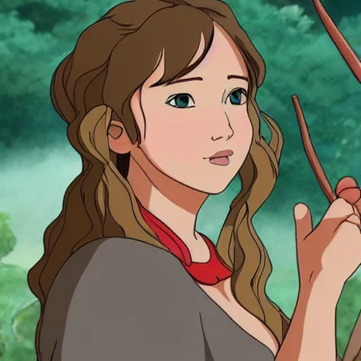 Prompt: Jennifer Lawrence, Studio Ghibli style