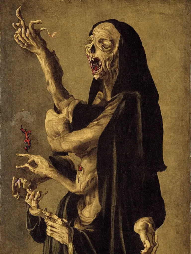 Prompt: Licorice Vampire, a portrait by Alessandro Allori