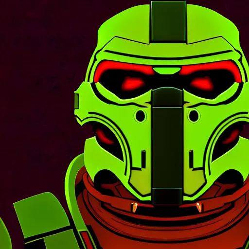 Image similar to portrait of doomguy from game doom, highly detailed, 8 k render centered, digital painting