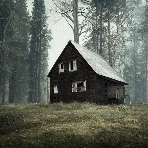 Prompt: an abandonned house in the middle of a forest, photorealistic, 4k, award-winning