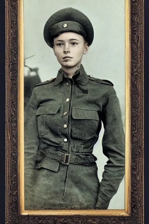 Image similar to beautiful portrait of a young ukranian female soldier, frank miller