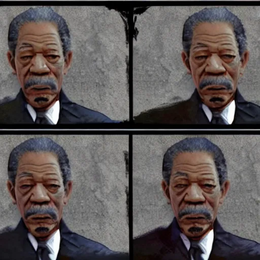 Prompt: Gangster Morgan Freeman in GTA V art