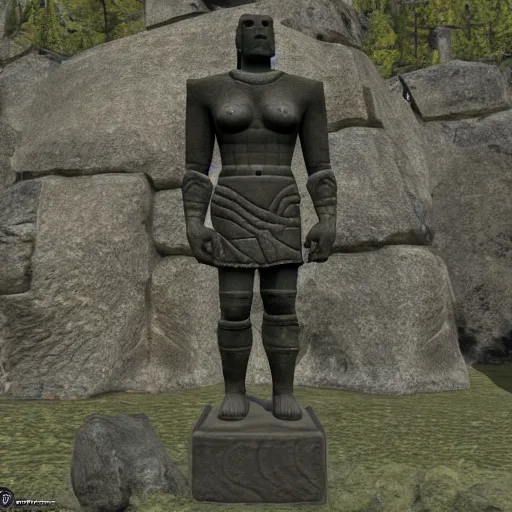 Prompt: Moai Statue in Skyrim, User Interface, Ingame