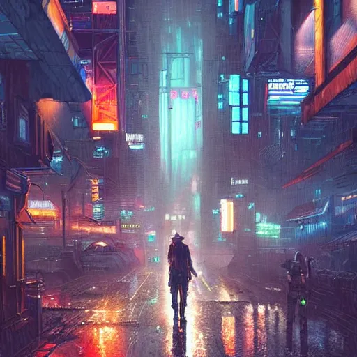 Image similar to a cyberpunk street, rainy night, jellyfish running, the outline of mountains in the distance ， by darek zabrocki